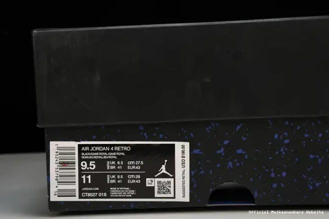 Official Maikesneakers Black Retro Jordan 4 CT8527-018 Game Royal 0617
